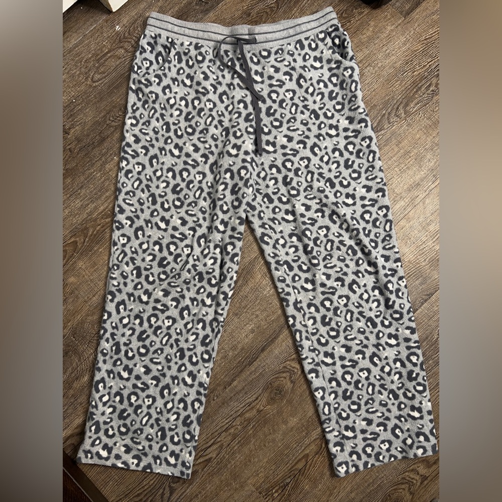 Fuzzy cheetah print pajama pants